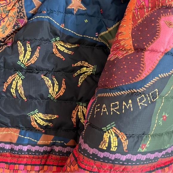 NWOT Farm Rio Crazy Mix Belted Puffer Jacket L - Picture 10 of 15